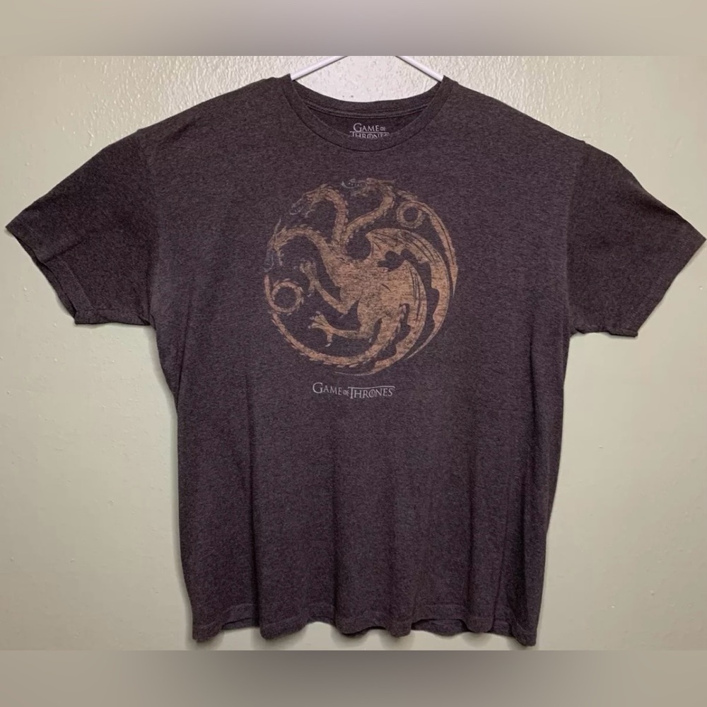Game of Thrones 2014 Mens XL Gray Primark Gold Sigil House of the Dragon Shirt